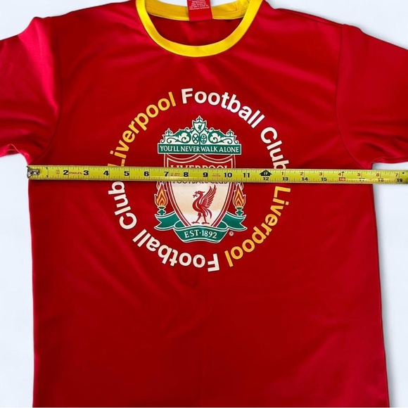 AWESOME - OFFICIAL - FC LIVERPOOL - RED AND YELLOW RINGER T SHIRT - YOUTH LARGE - Picture 3 of 8